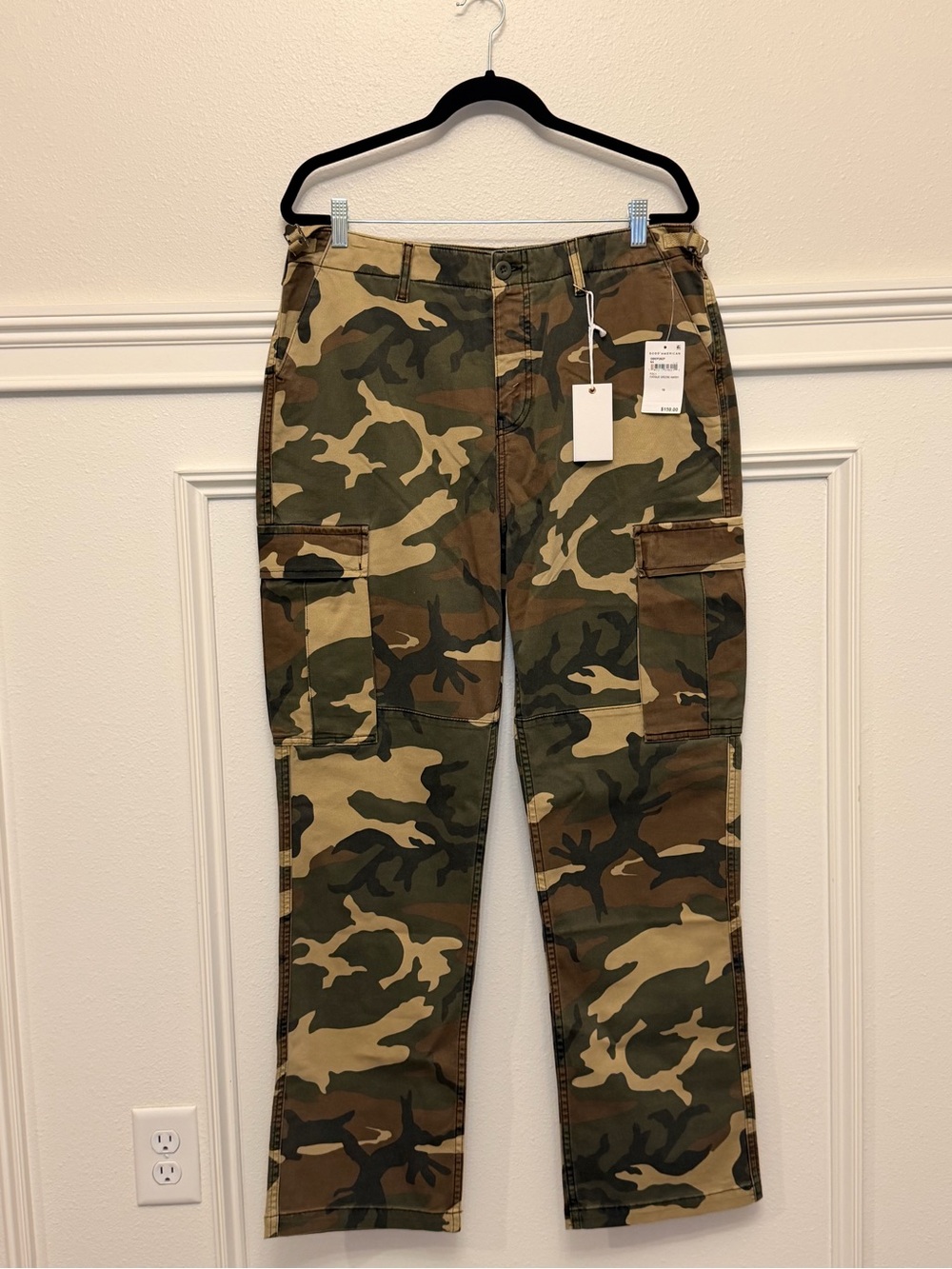 Good American Camouflage Cargo Joggers in Green Brown Tan